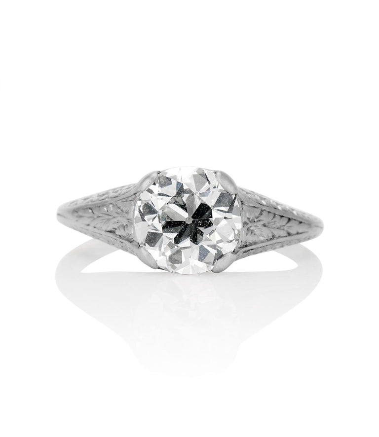 Edwardian 1.54 Carat Old European Cut Diamond Platinum Solitaire Engagement Ring