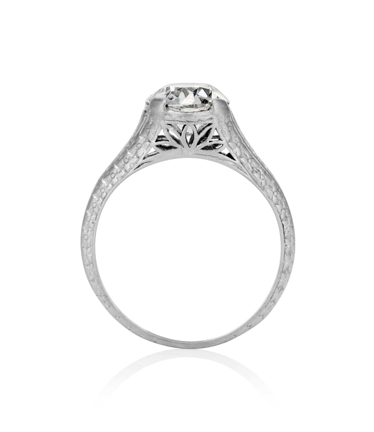 Edwardian 1.54 Carat Old European Cut Diamond Platinum Solitaire Engagement Ring