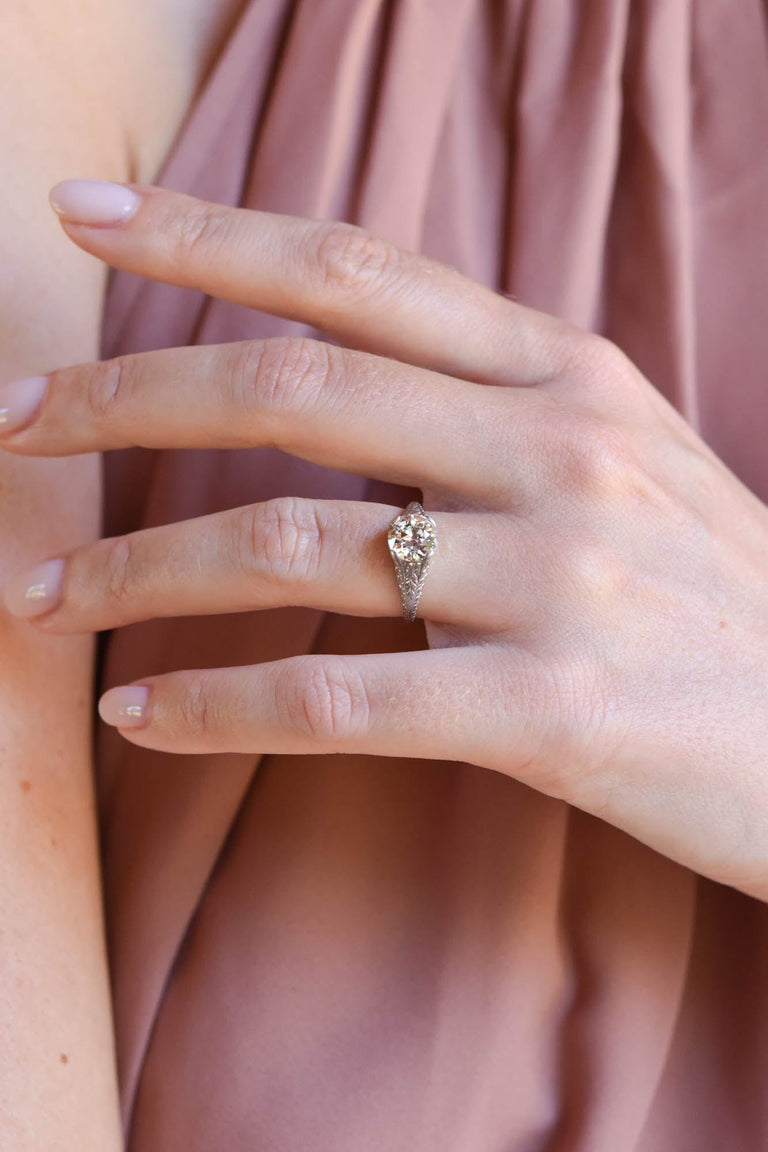 Edwardian 1.54 Carat Old European Cut Diamond Platinum Solitaire Vintage Engagement Ring