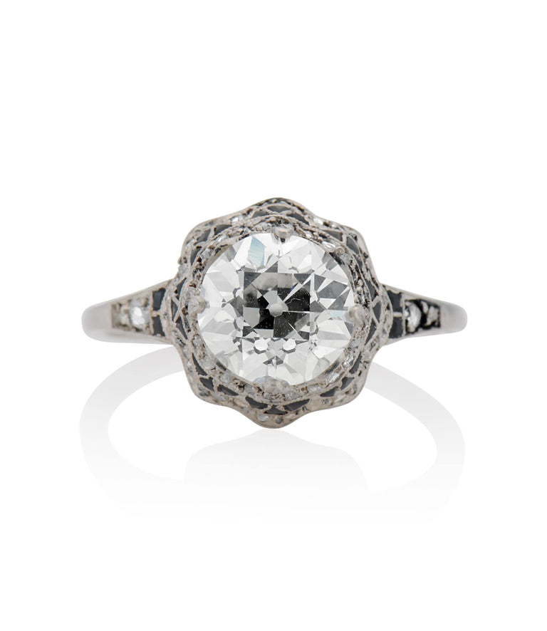 Edwardian 1.94 Carat Old European Cut Diamond Platinum Antique Engagement Ring