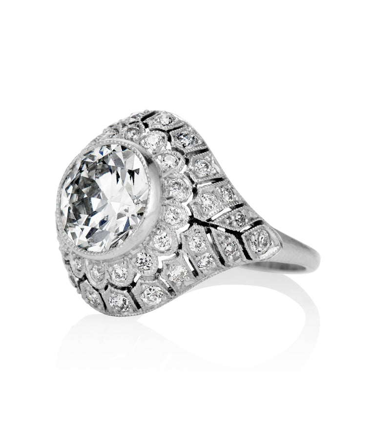 Edwardian 2.22 Carat Old European Cut Diamond Platinum Vintage Engagement Ring