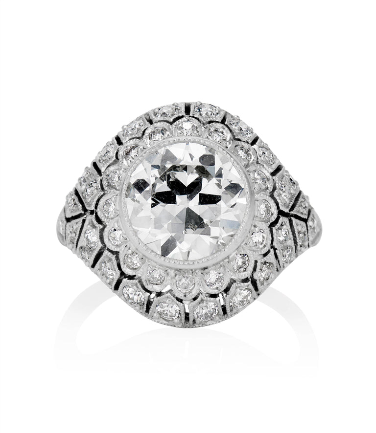 Edwardian 2.22 Carat Old European Cut Diamond Platinum Vintage Engagement Ring