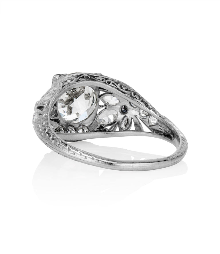 Edwardian 2.38 Carat Old European Cut Diamond Platinum Vintage Engagement Ring