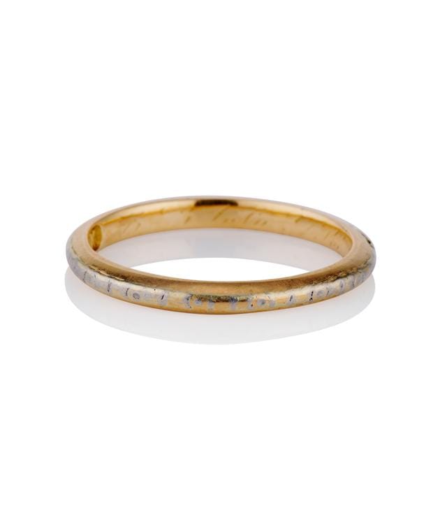 Edwardian Vintage 18K Two Tone Antique Wedding Band- Size 6.25