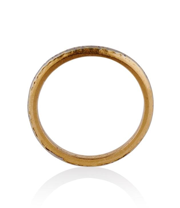 Edwardian Vintage 18K Two Tone Antique Wedding Band- Size 6.25