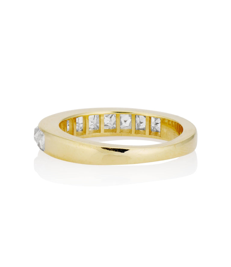 French Cut Diamond 1.45 Carat Yellow Gold Vintage Inspired Wedding Band - Size 5