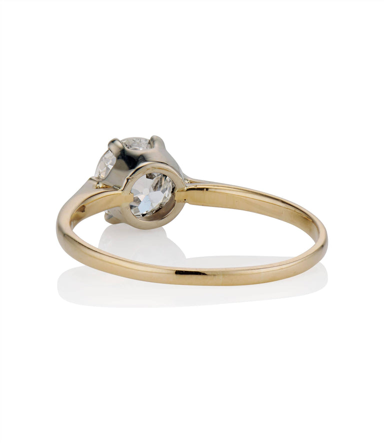 Midcent1.09 Carat Old European Cut Diamond Yellow Gold Solitaire Engagement Ring