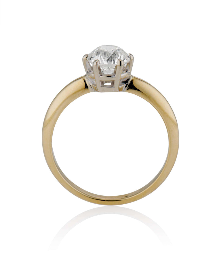 Midcentury 1.20 Carat Old European Cut Diamond Yellow Gold Solitaire Vintage Engagement Ring
