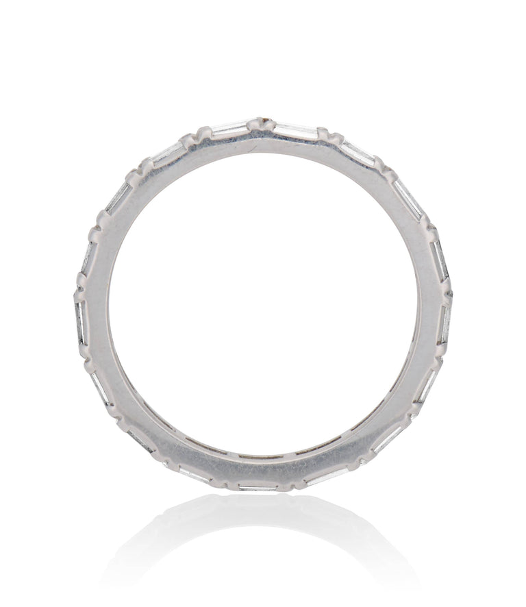 Midcentury 1.50 Carat Baguette Cut Diamond Platinum Vintage Wedding Band - Size 6.5