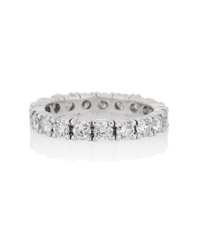 Midcentury 2.15 Carat Round Cut Diamond Platinum Vintage Wedding Eternity Band - Size 7.25