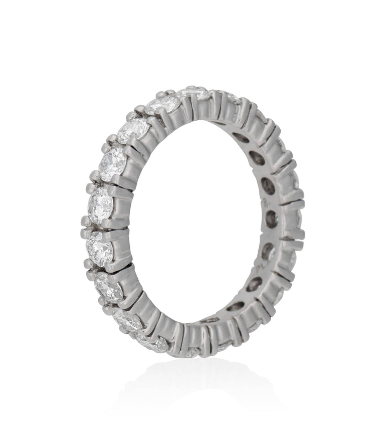 Midcentury 2.15 Carat Round Cut Diamond Platinum Vintage Wedding Eternity Band - Size 7.25