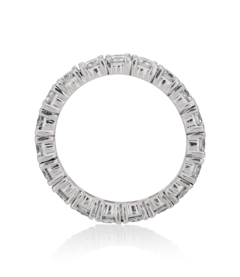 Midcentury 2.15 Carat Round Cut Diamond Platinum Vintage Wedding Eternity Band - Size 7.25