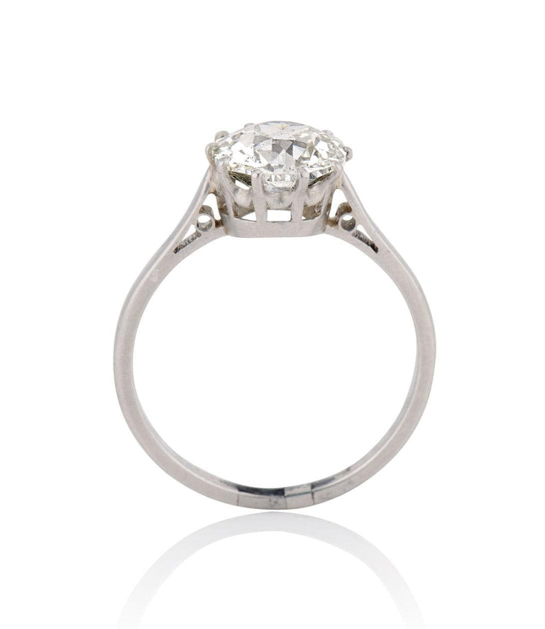 Midcentury 2.25 Carat Old European Cut Diamond Platinum Solitaire Ring