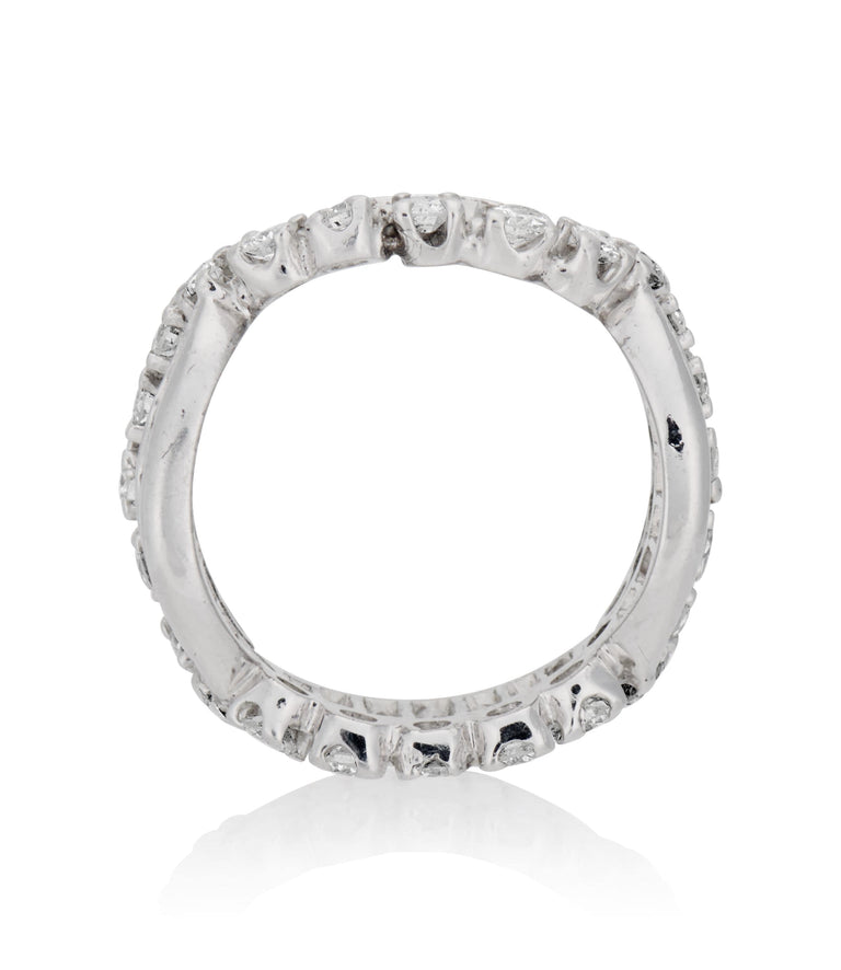 Midcentury 4.25 Carat Baguette Cut Diamond Platinum Eternity Vintage Wedding Band - Size 6.5