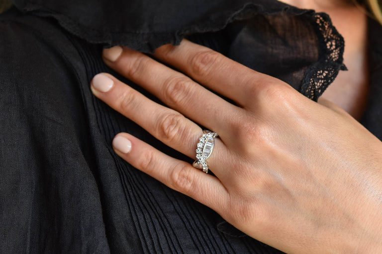 Midcentury 4.25 Carat Baguette Cut Diamond Platinum Eternity Vintage Wedding Band - Size 6.5