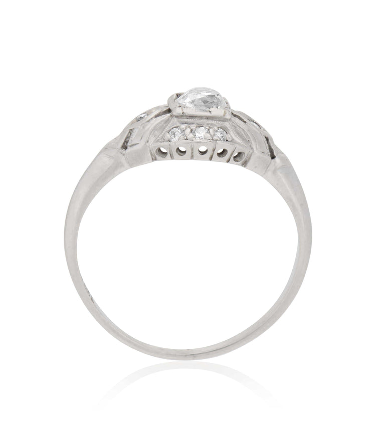 Midcentury .45 Carat Old European Cut Diamond Platinum Diamond Vintage Engagement Ring