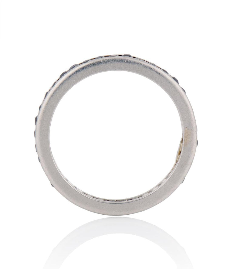 Midcentury .75 Carat Antique Round Cut Sapphire Platinum Eternity Wedding Band