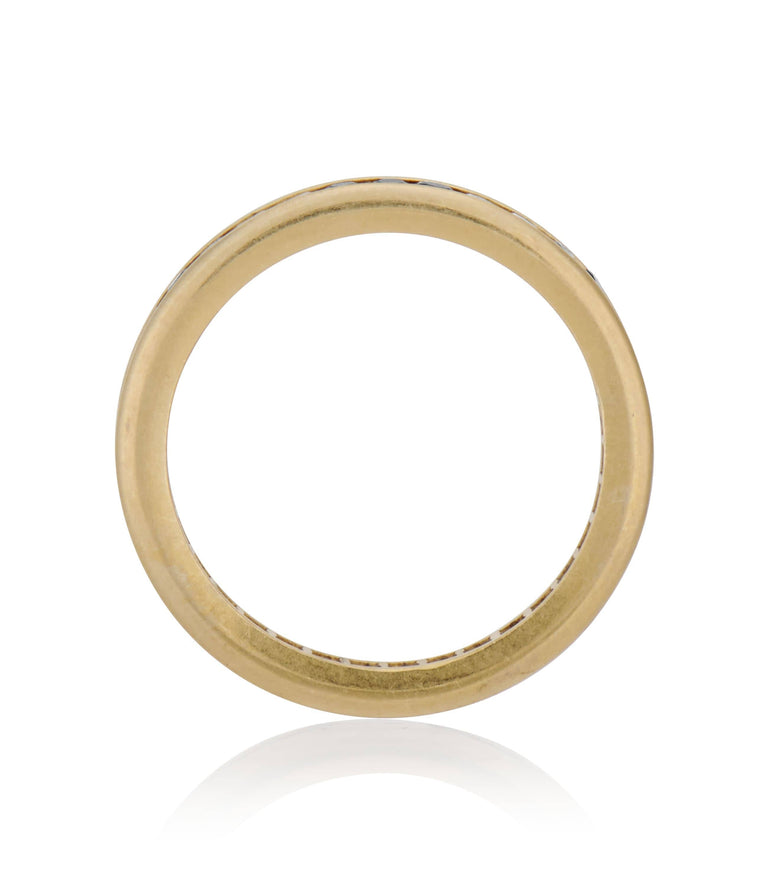 Midcentury Diamond and Sapphire Yellow Gold Vintage Wedding Band - Size 5.5