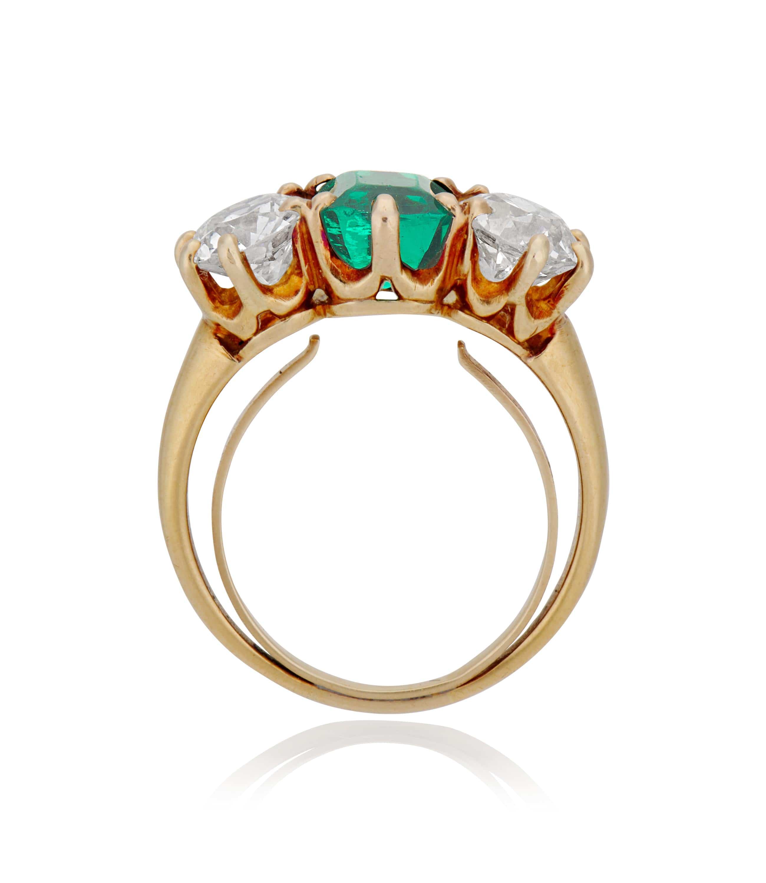 Midcentury Marcus & Co 1.40 Carat Cushion Step Cut Colombian Emerald a ...