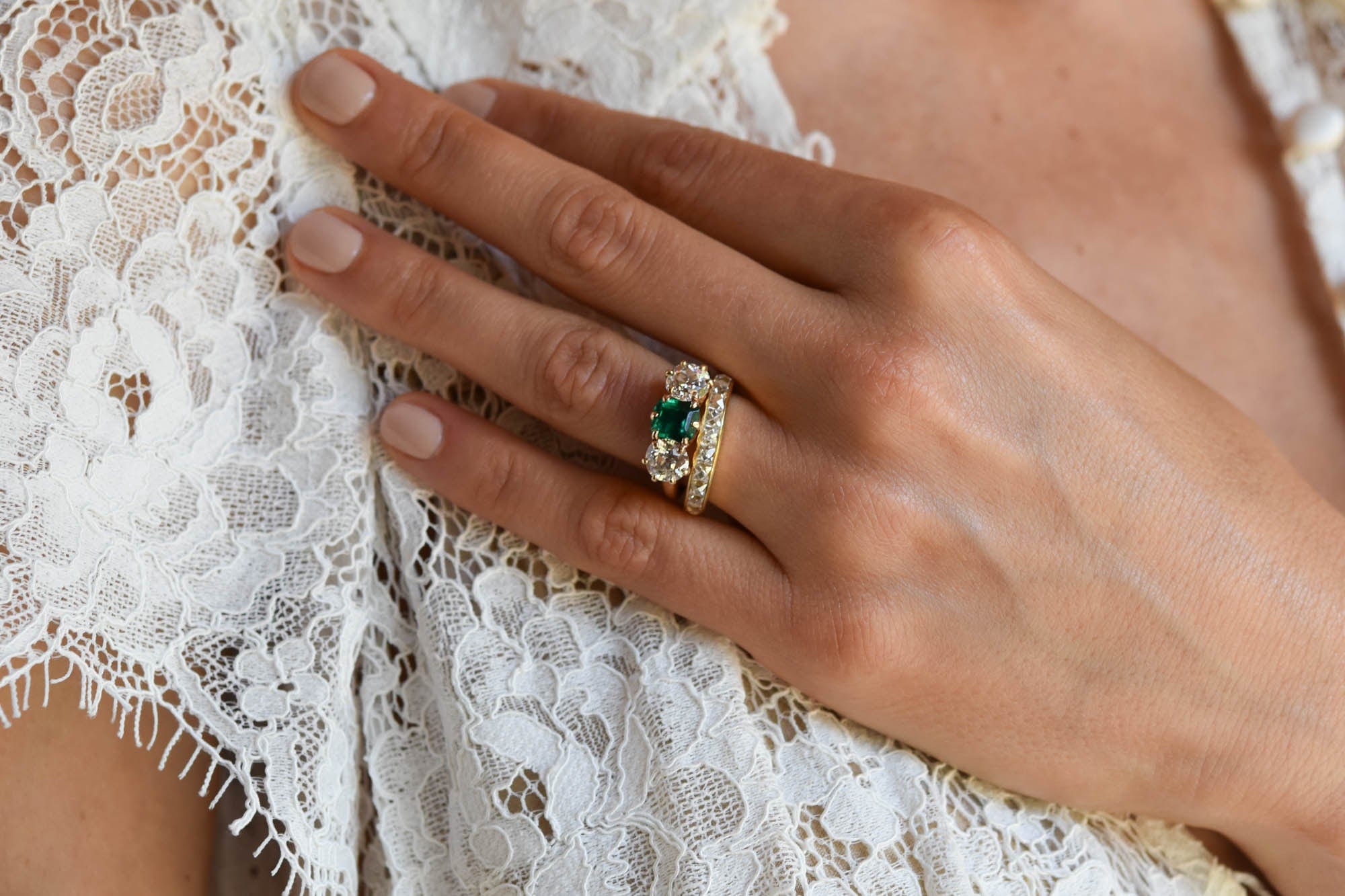 Midcentury Marcus & Co 1.40 Carat Cushion Step Cut Colombian Emerald a ...