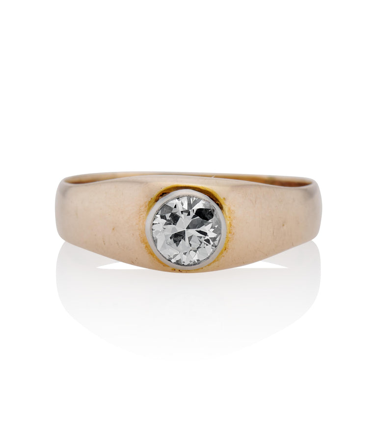 Retro .43 Carat Old European Cut Diamond Rose Gold Vintage Engagement Ring