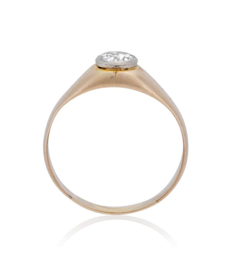 Retro .43 Carat Old European Cut Diamond Rose Gold Vintage Engagement Ring