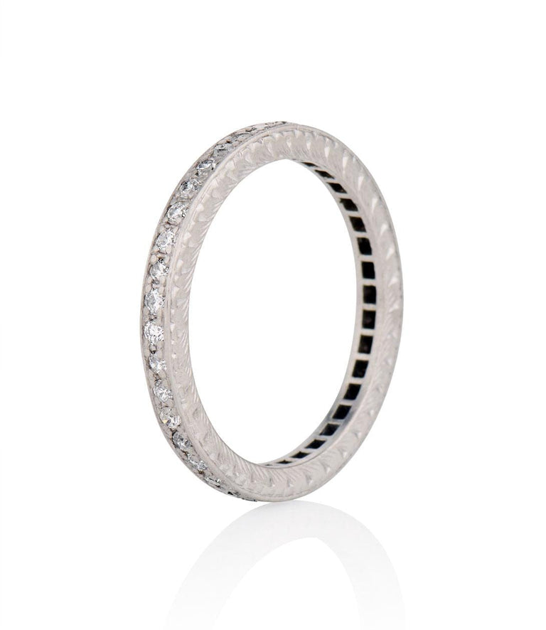 Retro .50 Carat Round Transitional Cut Diamond Palladium Eternity Wedding Band