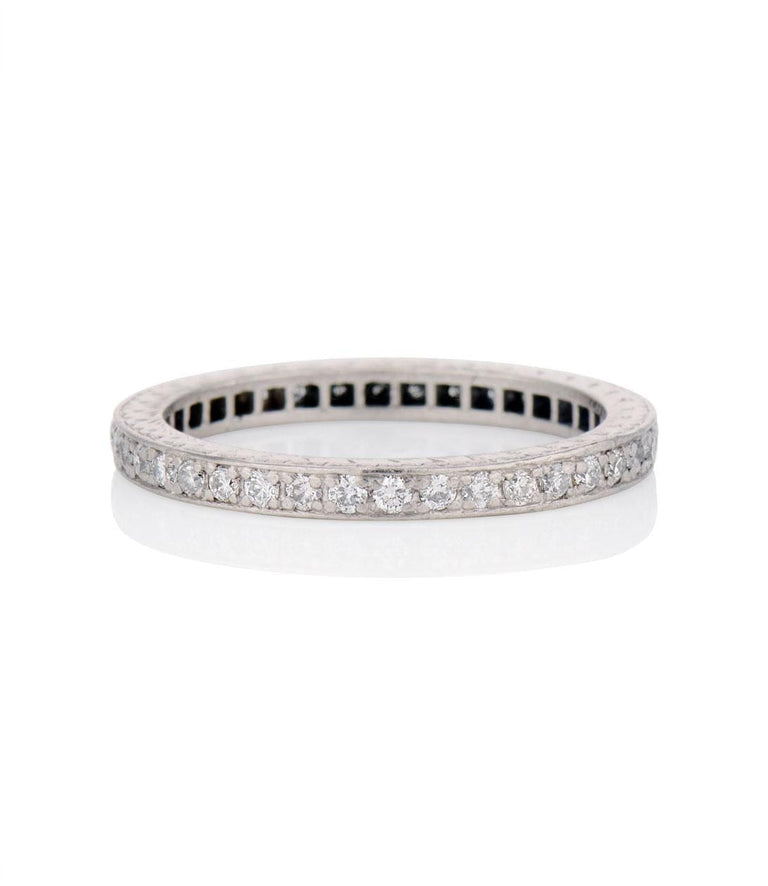 Retro .50 Carat Round Transitional Cut Diamond Palladium Eternity Wedding Band