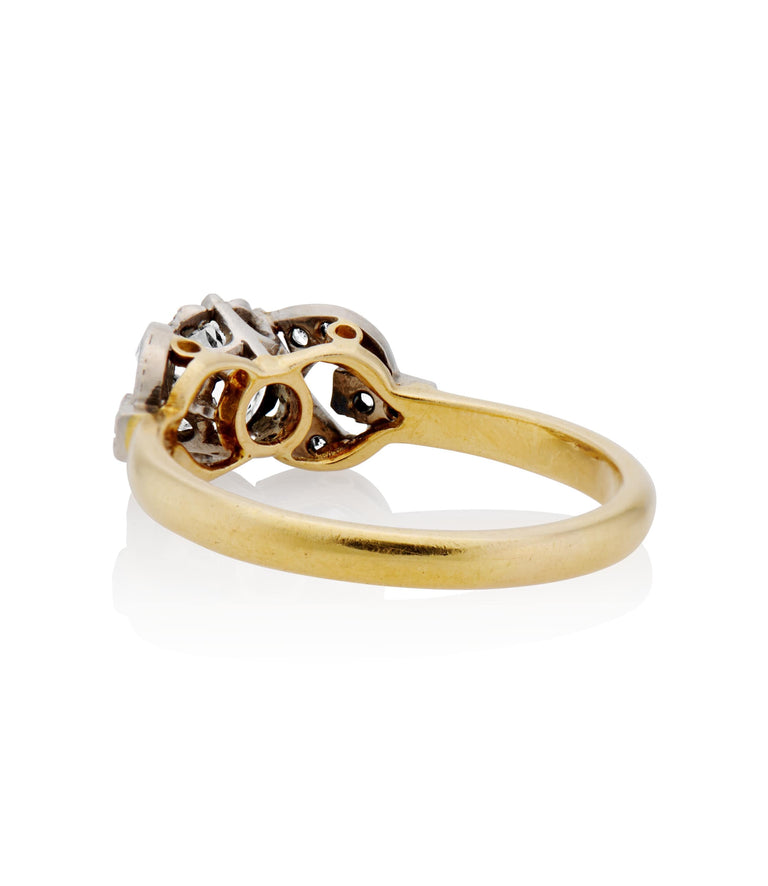 Retro .58 carat Old European Cut Diamond Gold and Platinum Vintage Engagement Ring