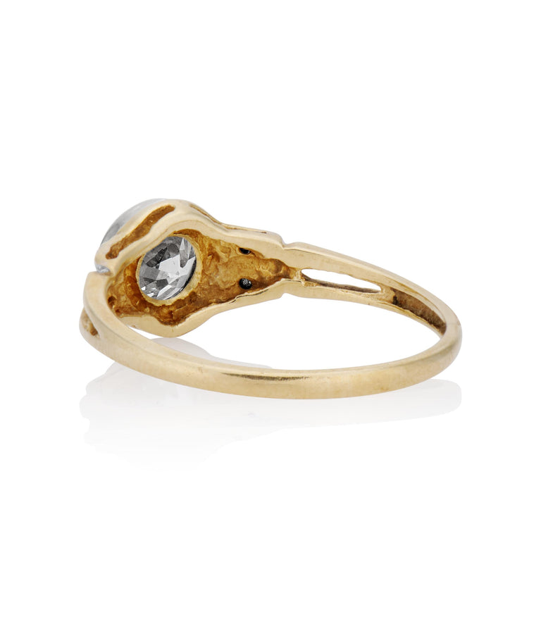 Retro .76 Carat Old European Cut Diamond Gold Vintage Engagement Ring