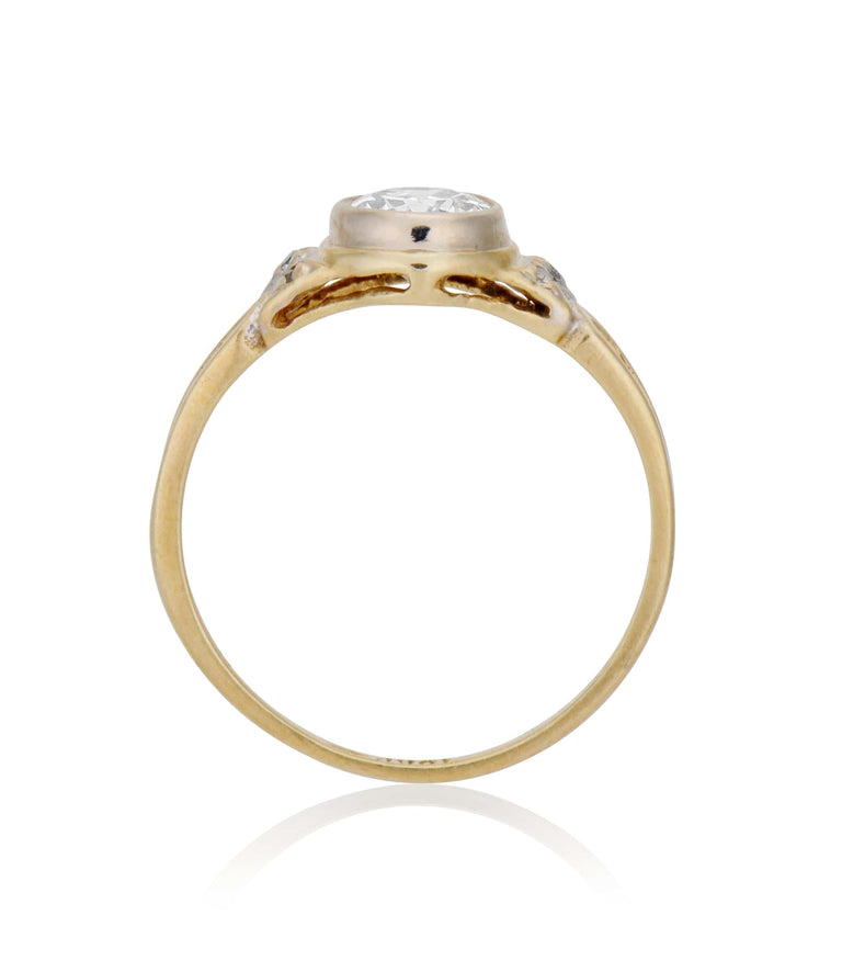 Retro .76 Carat Old European Cut Diamond Gold Vintage Engagement Ring
