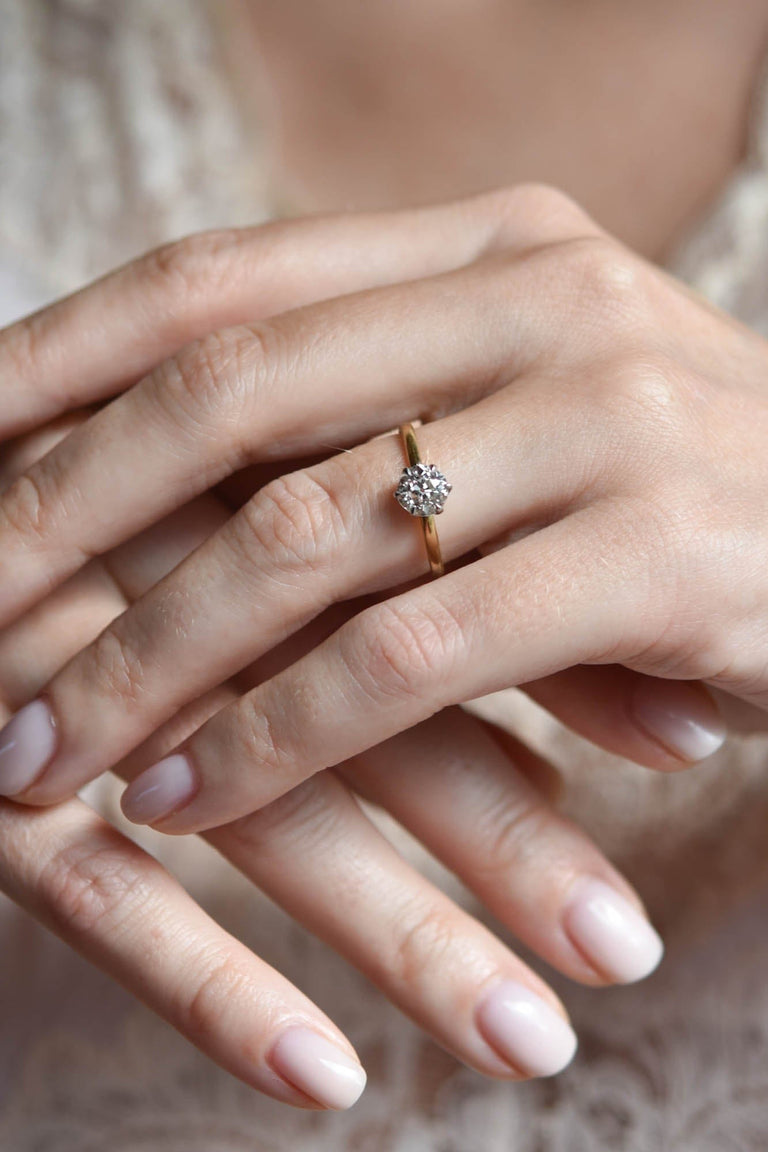 Tiffany & Co. Victorian 1.03 Carat Old European Cut Diamond Two Tone Solitaire Ring