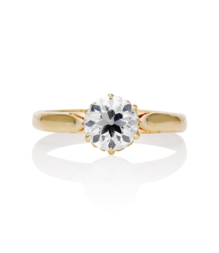 Victorian 1.02 Carat Old European Cut Diamond Yellow Gold Solitaire Ring