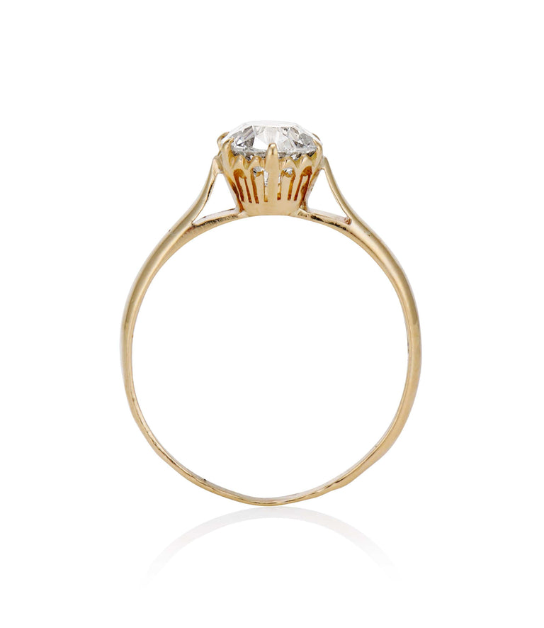 Victorian 1.02 Carat Old European Cut Diamond Yellow Gold Solitaire Ring