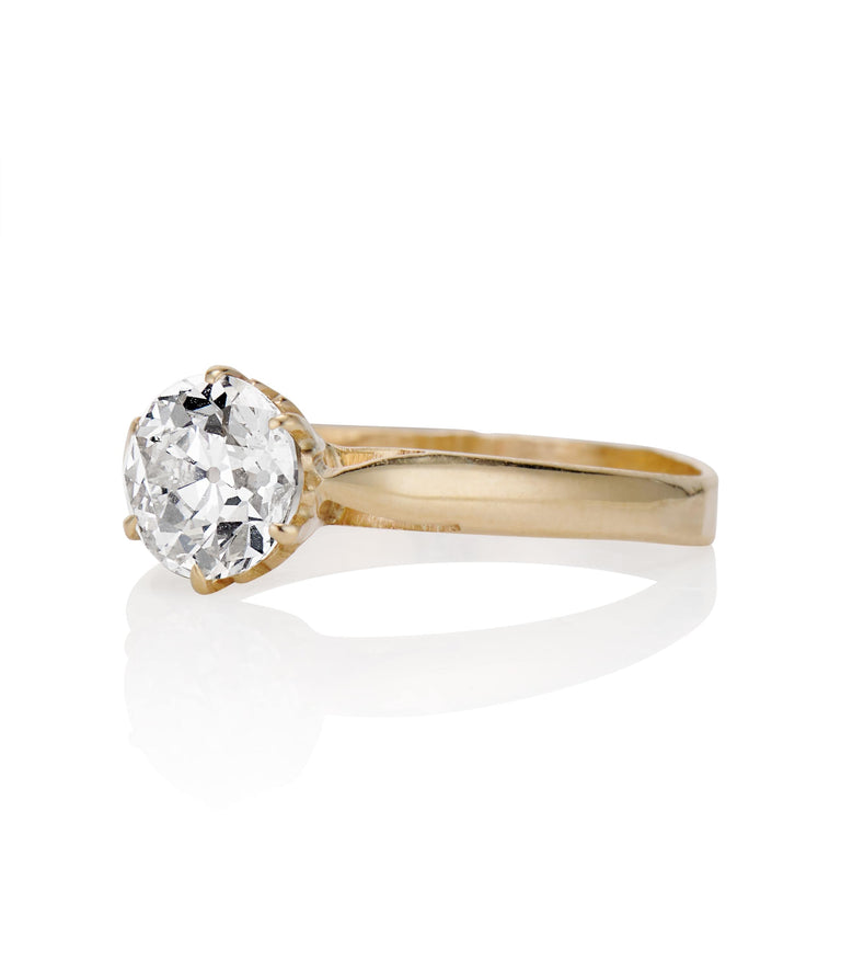 Victorian 1.02 Carat Old European Cut Diamond Yellow Gold Solitaire Ring