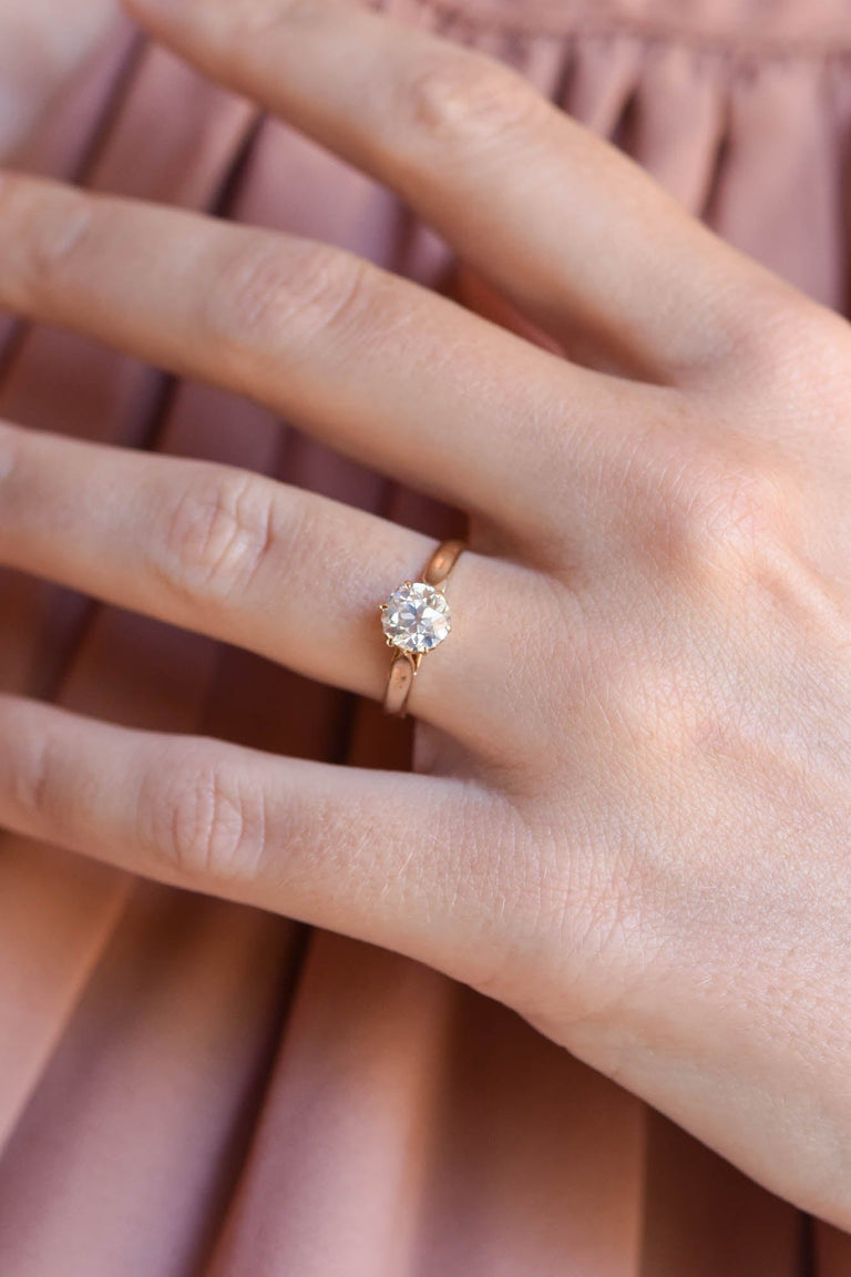 Victorian 1.02 Carat Old European Cut Diamond Yellow Gold Solitaire Vintage Engagement Ring