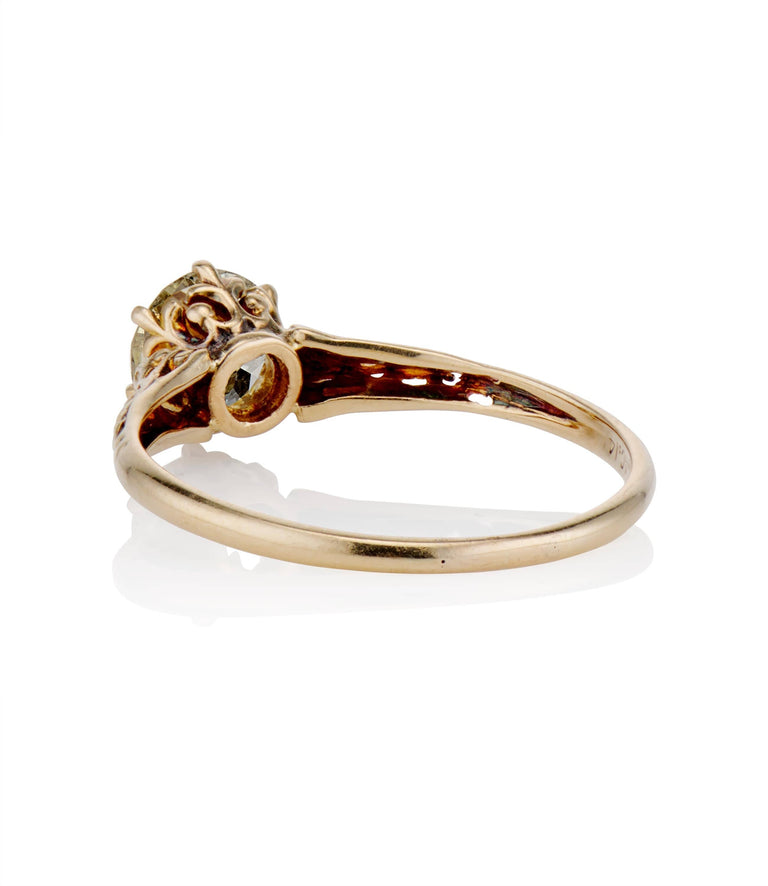 Victorian 1.02 Carat Old European Cut Diamond Yellow Gold Solitaire Vintage Engagement Ring