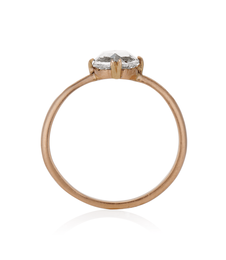 Victorian 1.02 Carat Rose Cut Diamond Rose Gold Antique Solitaire Vintage Engagement Ring