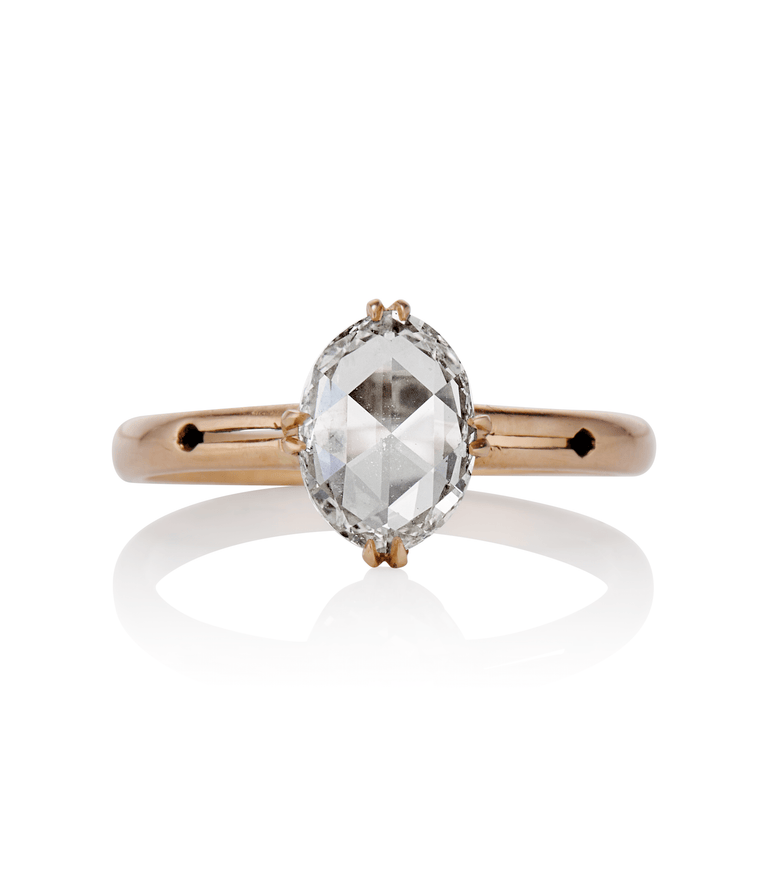 Victorian 1.02 Carat Rose Cut Diamond Rose Gold Antique Solitaire Vintage Engagement Ring