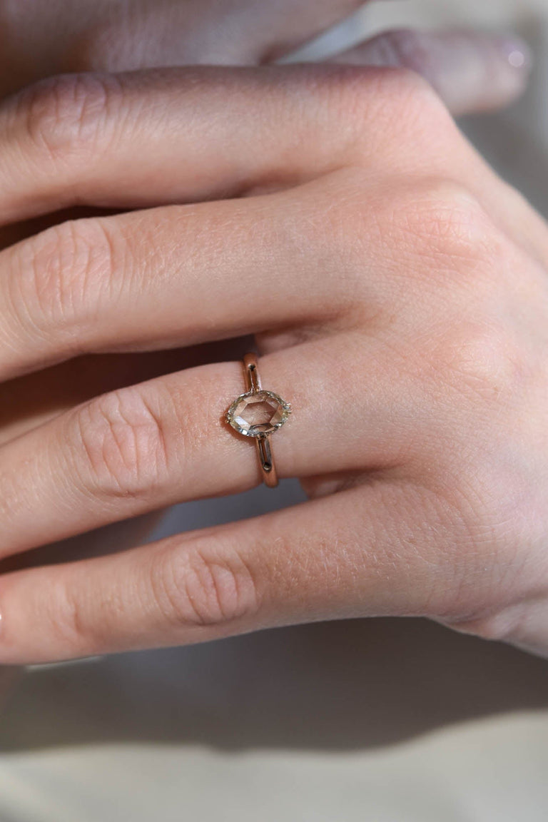 Victorian 1.02 Carat Rose Cut Diamond Rose Gold Antique Solitaire Vintage Engagement Ring