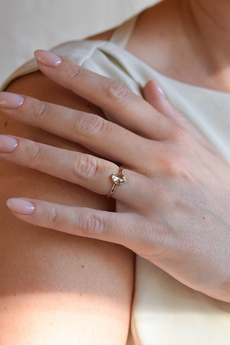 Victorian 1.02 Carat Rose Cut Diamond Rose Gold Antique Solitaire Vintage Engagement Ring