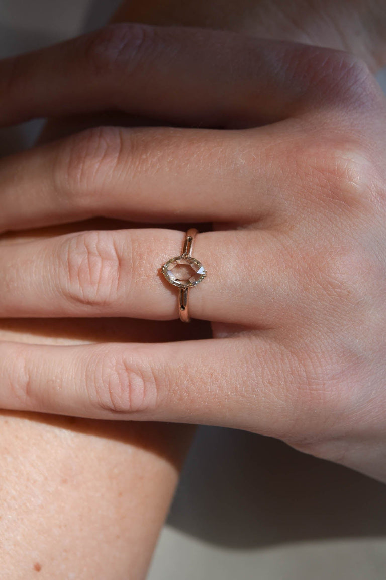 Victorian 1.02 Carat Rose Cut Diamond Rose Gold Antique Solitaire Vintage Engagement Ring