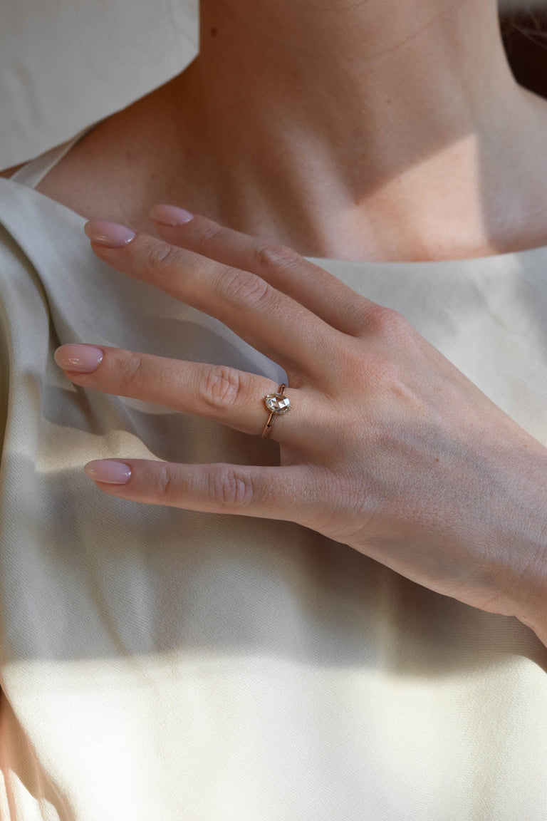 Victorian 1.02 Carat Rose Cut Diamond Rose Gold Antique Solitaire Vintage Engagement Ring