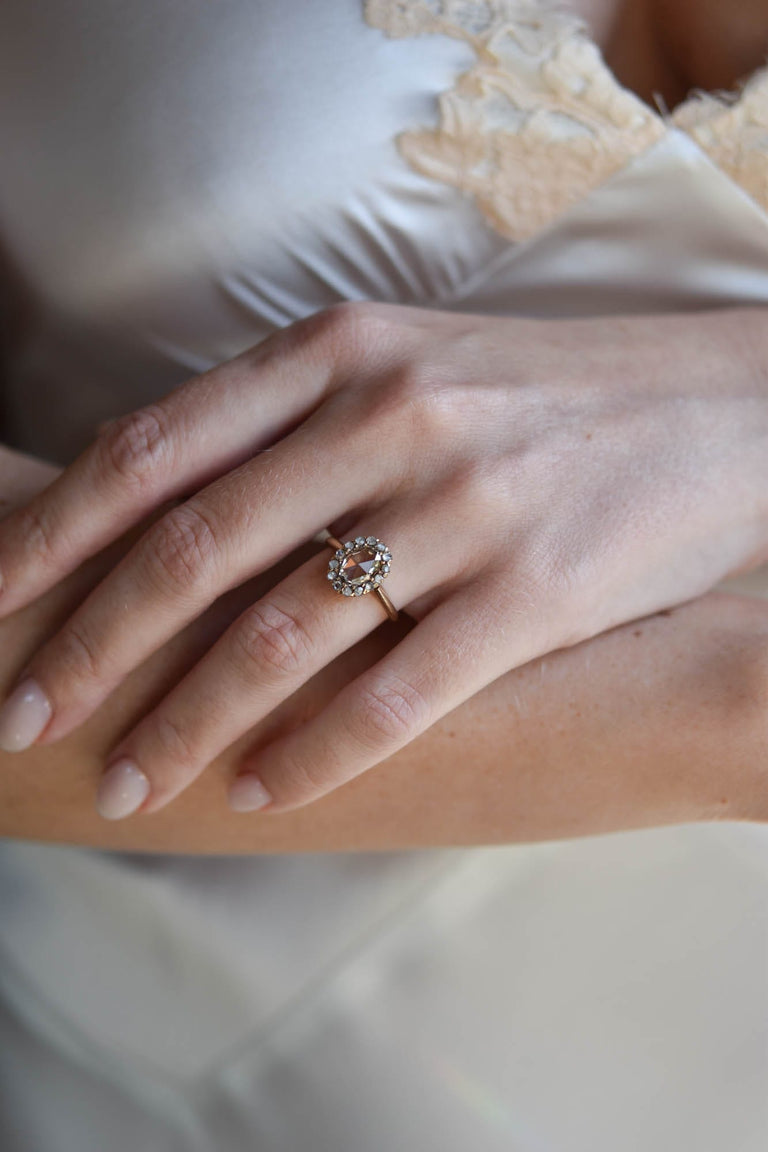 Victorian 1.02 Carat Rose Cut Diamond Yellow Gold Cluster Antique Engagement Ring