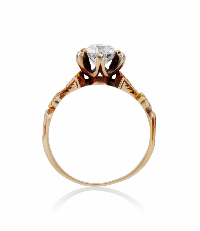 Victorian 1.06 Carat Old European Cut Diamond Yellow Gold Antique Engagement Ring