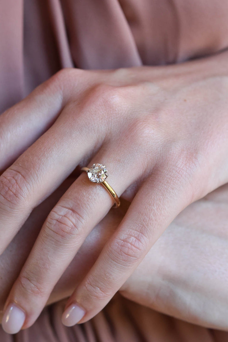 Victorian 1.09 Carat Old European Cut Diamond Yellow Gold Solitaire Vintage Engagement Ring