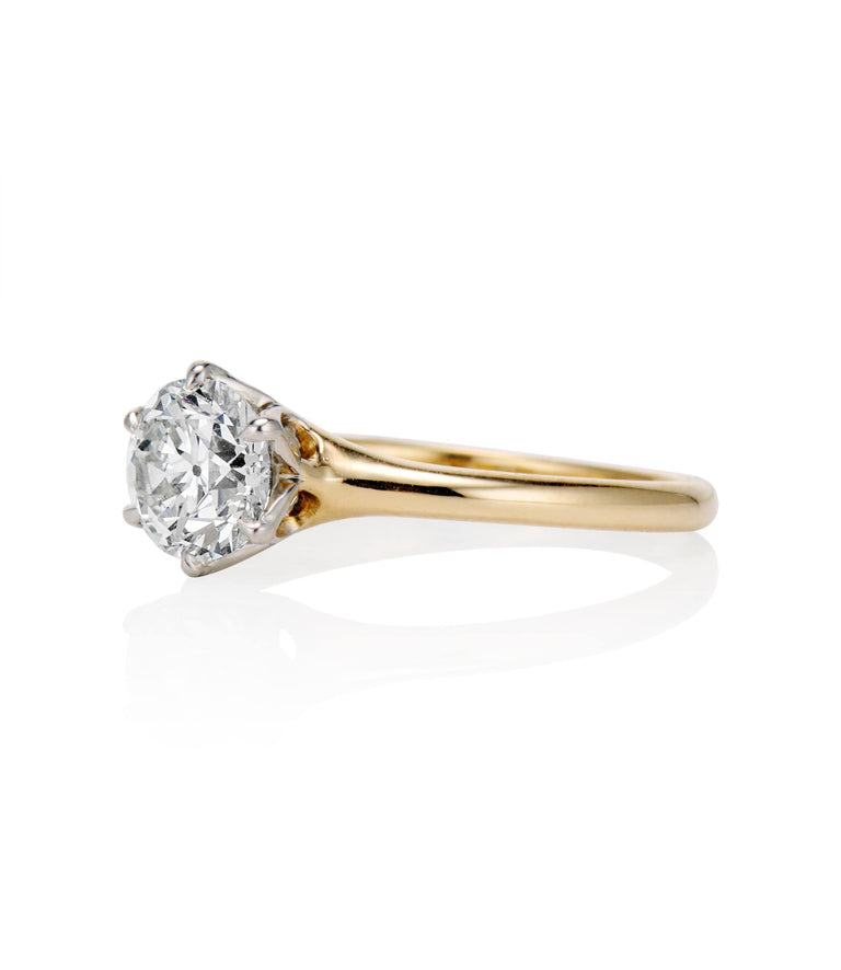 Victorian 1.09 Carat Old European Cut Diamond Yellow Gold Solitaire Vintage Ring