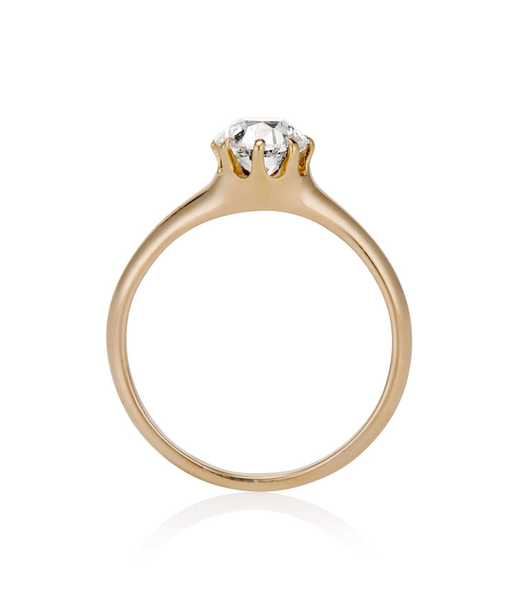 Victorian 1.12 Carat Old European Cut Diamond Yellow Gold Solitaire Ring
