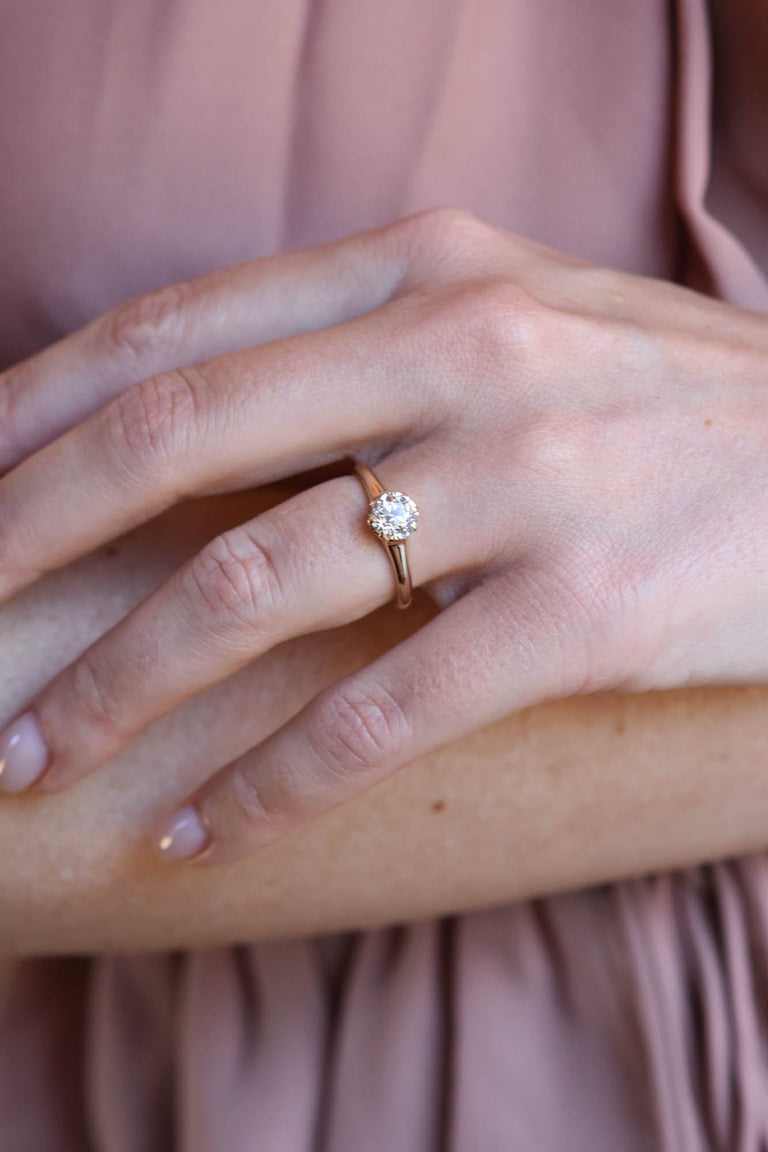 Victorian 1.12 Carat Old European Cut Diamond Yellow Gold Solitaire Vintage Engagement Ring