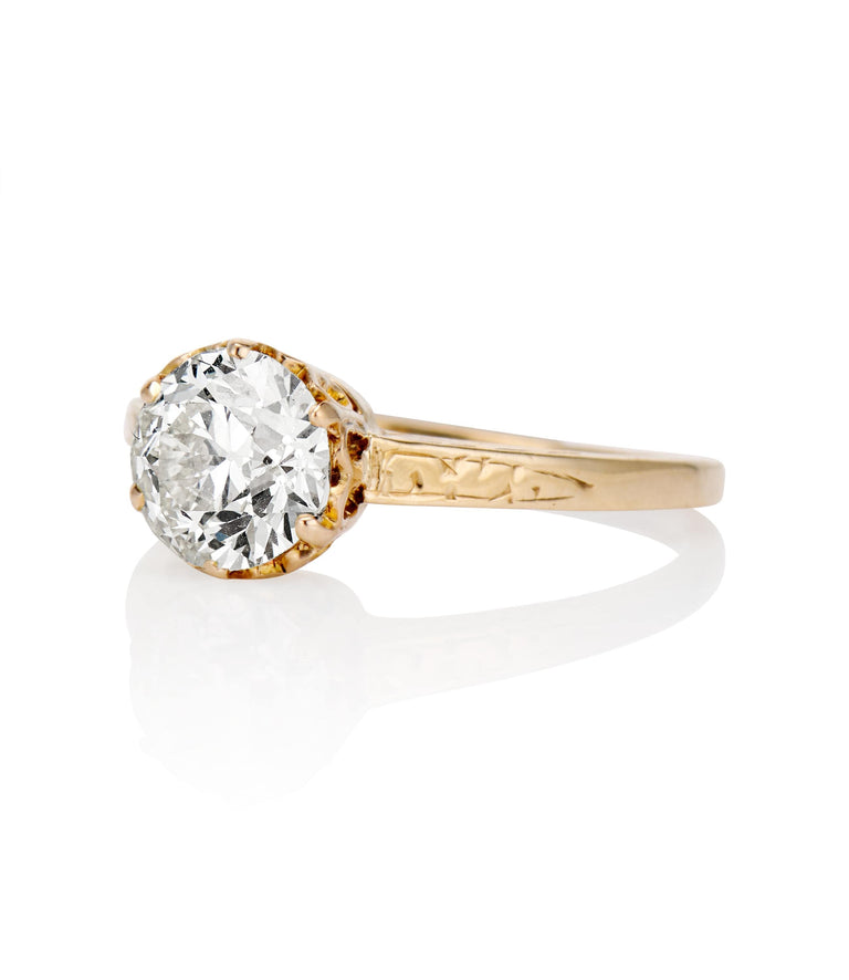 Victorian 1.14 Carat Old European Cut Diamond Yellow Gold Solitaire Ring